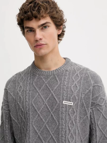 Шерстяной свитер Guess Jeans серый