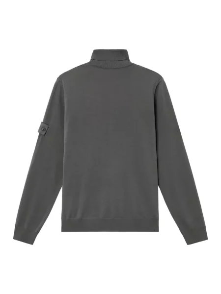 Lniany sweter z golfem Stone Island z kamieniami szary