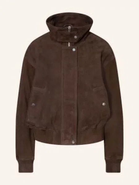 Reiss Kožená Bunda Cara tmavě hnědá