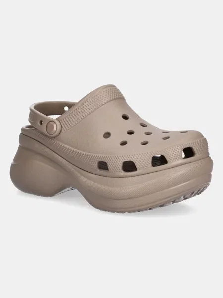 Классические сабо Crocs на платформе бежевые
