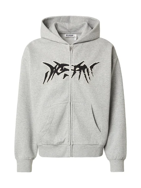 WEEKDAY Mikina šedý melír / černá bílá