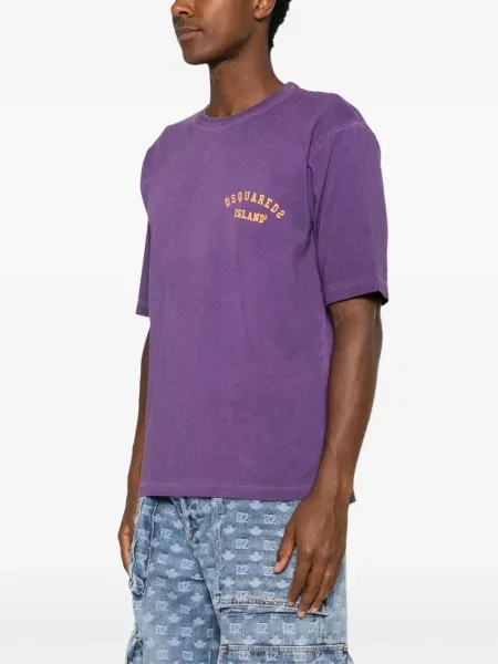 Tricou Dsquared2 cu imagine cu decolteu rotund violet