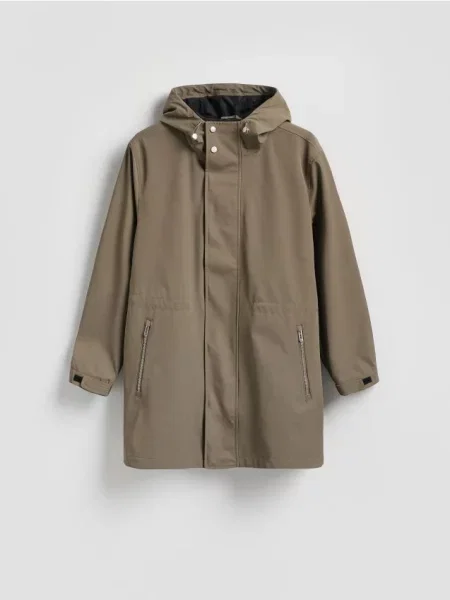 Reserved Geacă parka cu glugă verde-maroniu verde