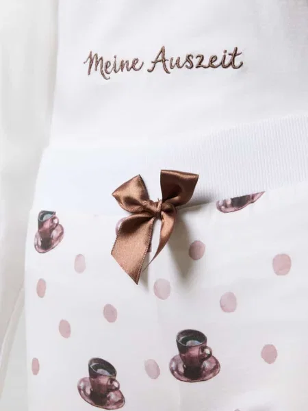 Krój regular fit piżama z czystej bawełny model Meine Auszeit' Louis & Louisa biała