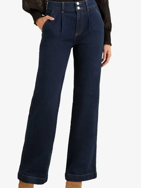 Love & roses Pantaloni cu cute închis albastru