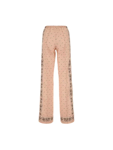 Lniane spodnie Palm Angels z nadrukiem z wzorem paisley różowe