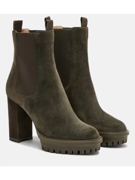 Čevlji do gležnjev Gianvito Rossi iz semiša s platformo zelena