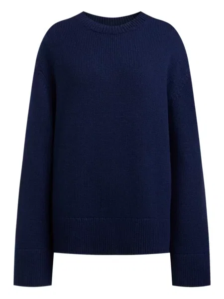 Pulover 12 Storeez de lână cu decolteu în U albastru