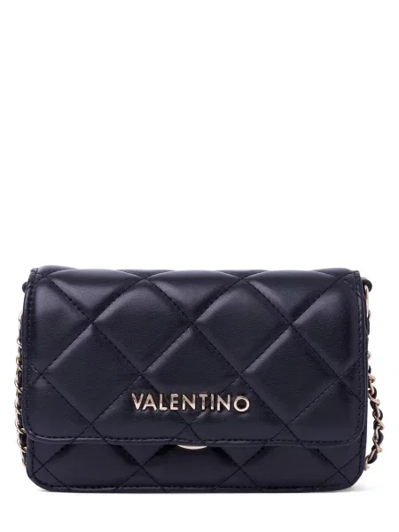 Lniana torebka na łańcuszku Valentino Handbags czarna