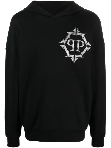Hanorac cu glugă Philipp Plein cu imagine negru