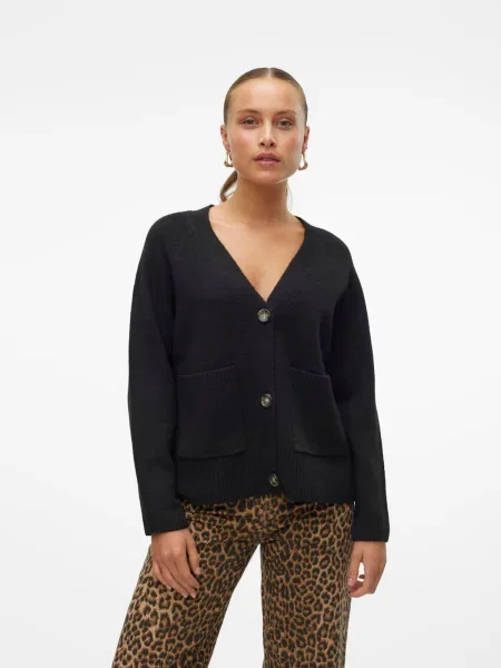 VERO MODA Geacă tricotată Boom' negru