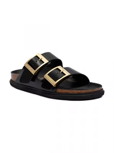 Birkenstock Bőr papucs Arizona Droplet Buckle fekete