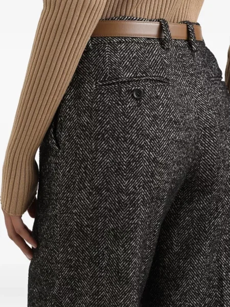 Pantaloni Dolce & Gabbana cu model herringbone negru