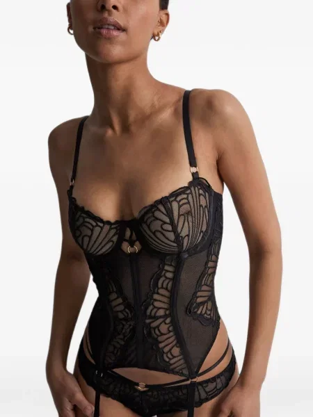 Top Aubade cu broderie negru