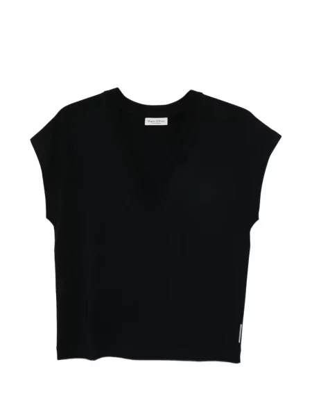 Tricou polo Marc O'polo fără mâneci cu decolteu în V negru