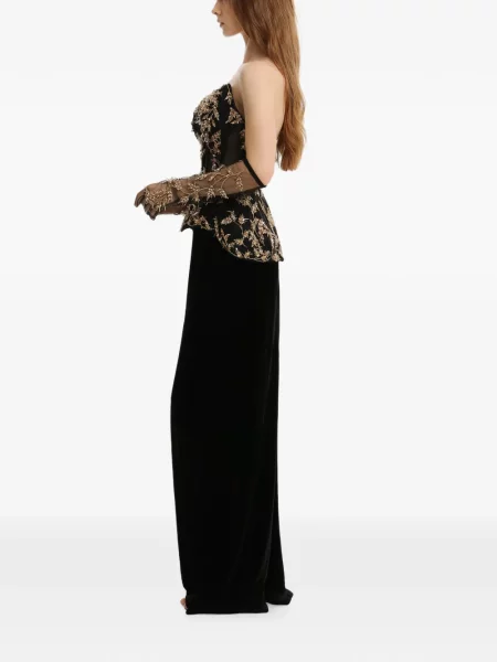 Rochie maxi Dina Melwani cu broderie negru