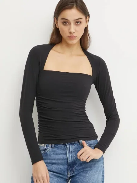 Блуза с дълги ръкави Abercrombie & Fitch черно