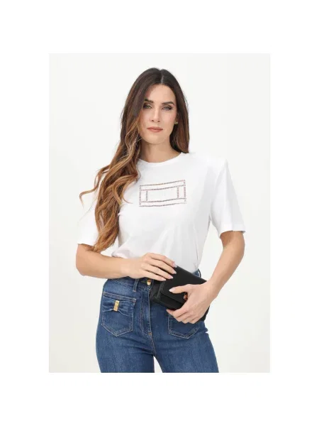 Koszulka Elisabetta Franchi casual w geometryczne wzory biała