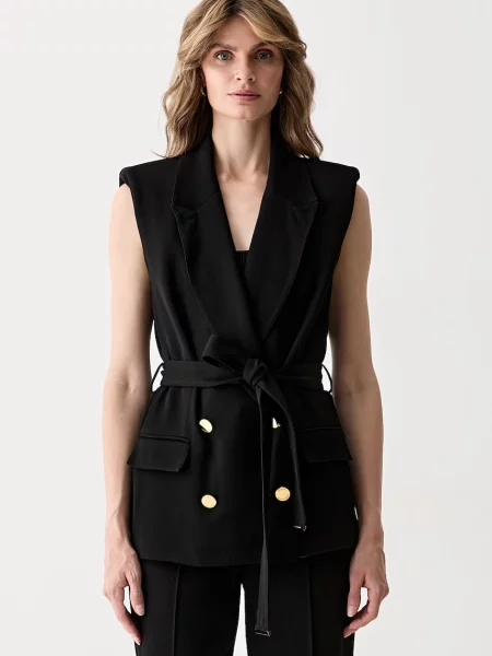 Marciano by Guess vestă cu două rânduri de pentru femei cu vâscoză RASHIDA negru