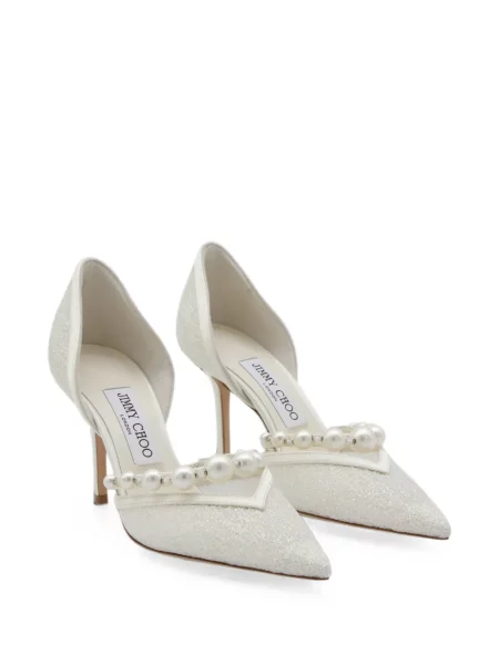 Pantofi cu toc Jimmy Choo cu perle alb