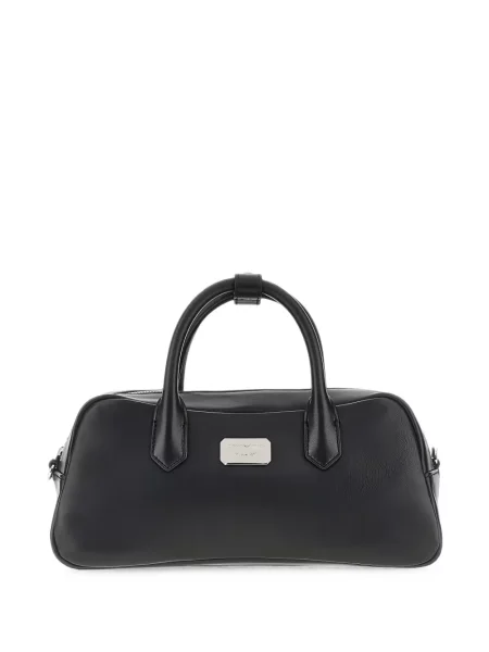 Geantă shopper Emporio Armani din piele cu autograf negru