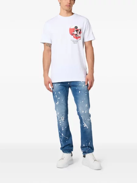 Tricou Philipp Plein cu imagine alb