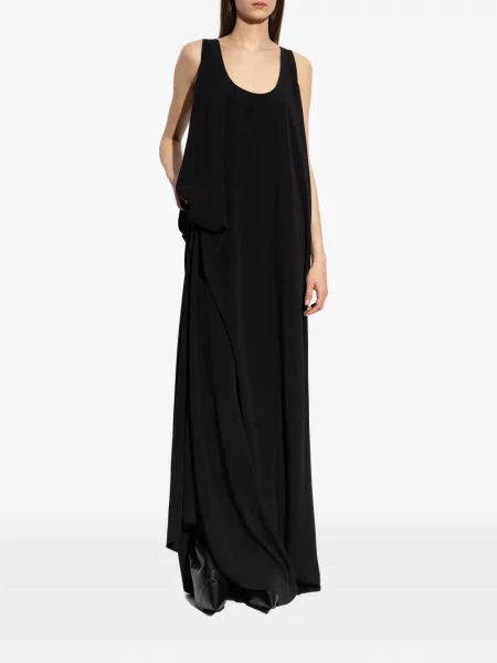 Rochie maxi Rick Owens fără mâneci drapată negru