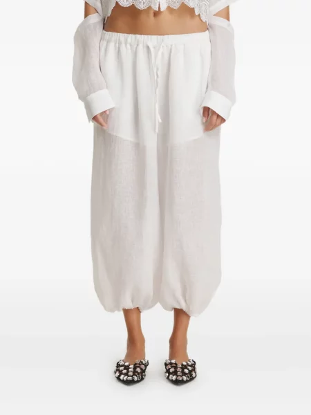 Ленени панталон Pnk бяло