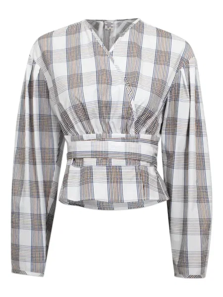 Bluzka Baum Und Pferdgarten w kratkę kopertowa brązowa