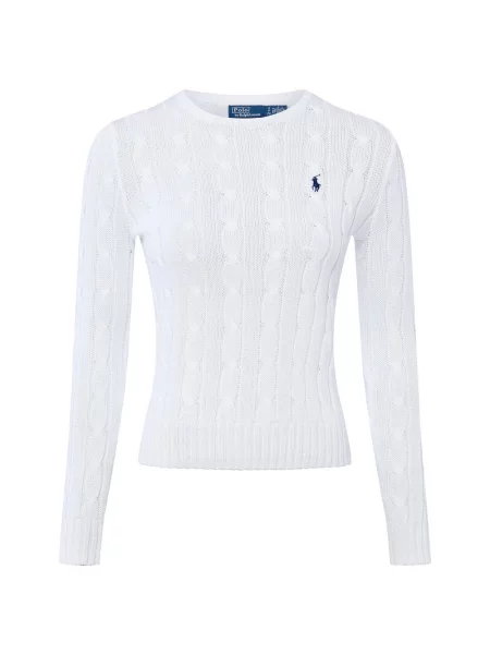 Polo Ralph Lauren Sweter z dzianiny Kobiety niebieski jednolity M biały