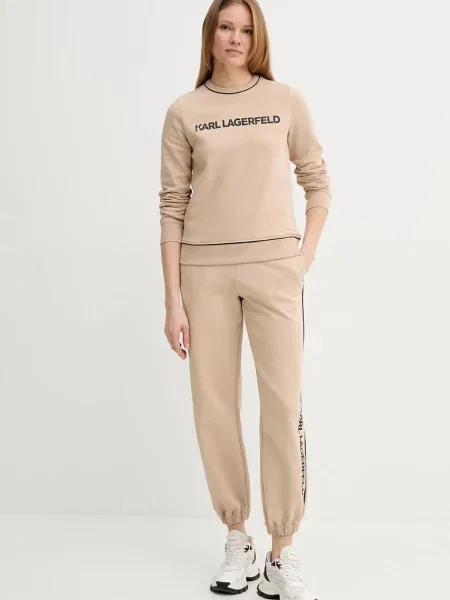 Спортивні штани Karl Lagerfeld з принтом бежевий