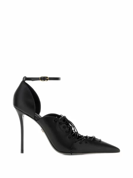 Pantofi cu toc Dolce & Gabbana cu șireturi din dantelă cu bretele negru