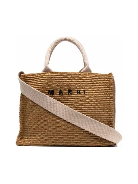 Torba plażowa Marni pleciona brązowa