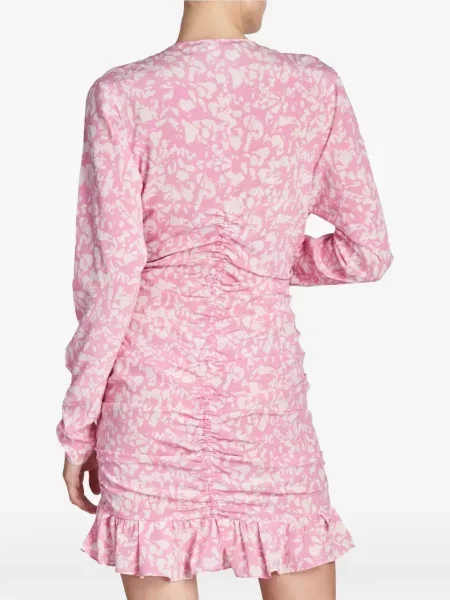 Rochie mini Isabel Marant de mătase cu volane roz