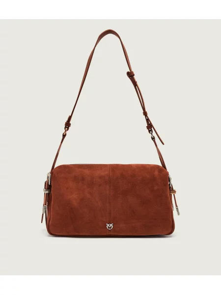 Pinko Geantă pe umăr 24 Classic | piele întoarsă maro