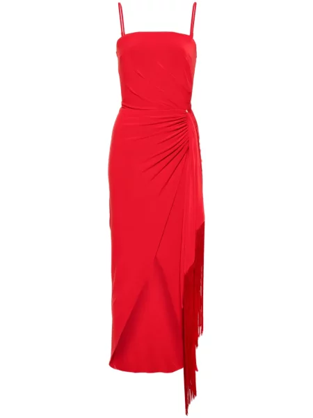Rochie maxi Nissa cu franjuri de costum roșu