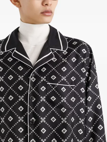 Cămașă Dolce & Gabbana cu imprimeu geometric negru