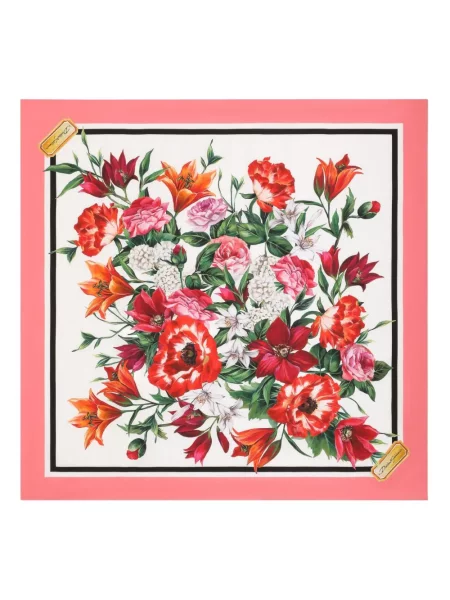 Fular Dolce & Gabbana cu model floral cu imagine alb