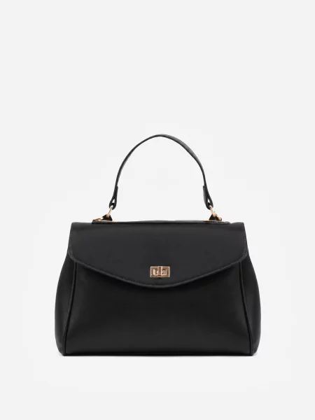 Torebka Typu Kuferek z Rączką i Klapą z Paskiem Crossbody Phoebyne czarna