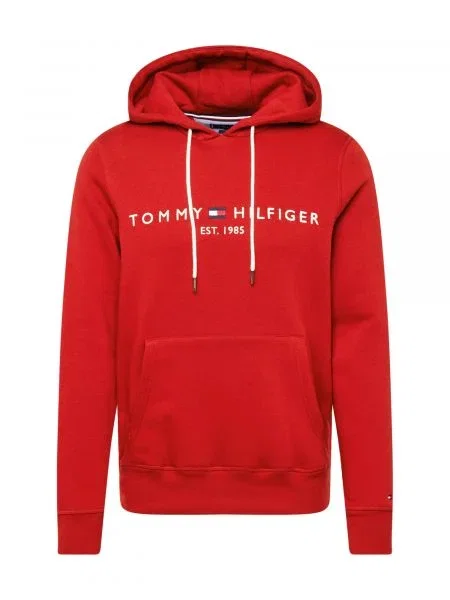 Tommy Hilfiger mikina s kapucňou pánska s bavlnou červená