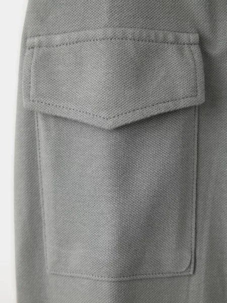 Koszulka polo z bawełny z długim rękawem i kieszenią khaki Teen XS MANGO TEEN