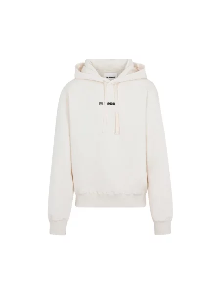 Bluza z kapturem Jil Sander z kapturem z nadrukiem beżowa