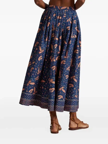 Kołnierzykowy spódnica maxi Polo Ralph Lauren w kwiatki z nadrukiem niebieska