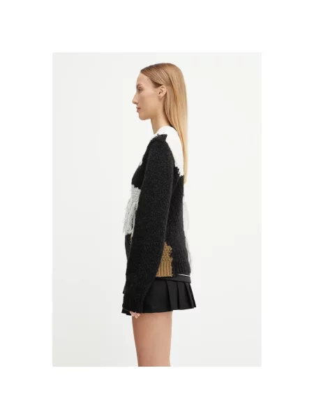 Andersson Bell sweter z wełną Sylvia Abstract Patchwork ciepły czarny