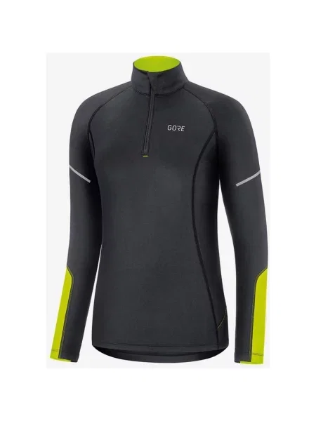Koszulka Gore Wear Mid Half Zip z długim rękawem neonowożółta XXS czarna