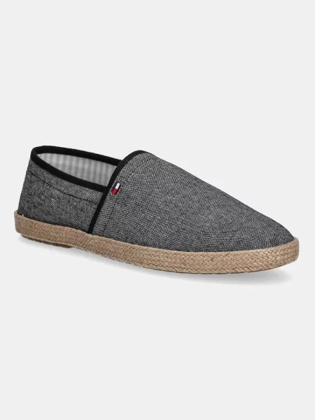 Espadrile Tommy Hilfiger HILFIGER CHAMBRAY ESPADRILLE črna