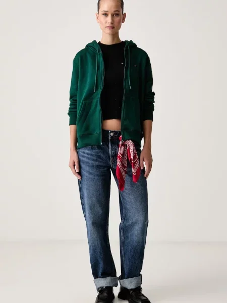 Tommy Jeans Hanorac Flag închis verde