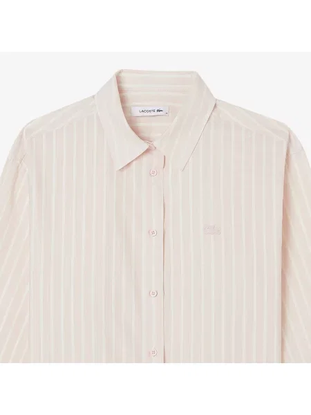 Lacoste Koszula Button-Down W Paski Relaxed Fit Jasnoróżowa różowy