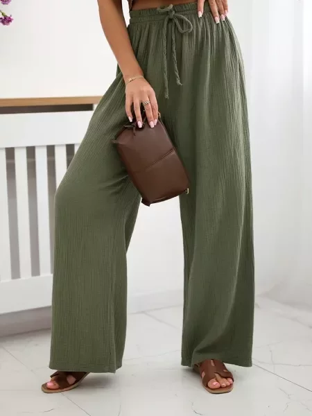 Hlače Kesi Włoski iz muslina kaki
