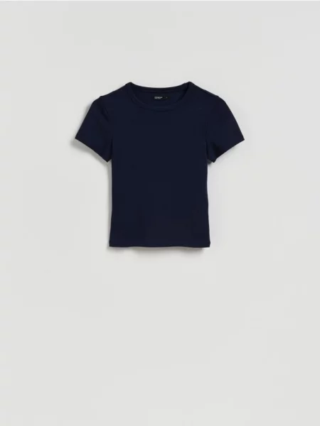 Reserved Tricou slim fit cu adaos de modal bleumarin